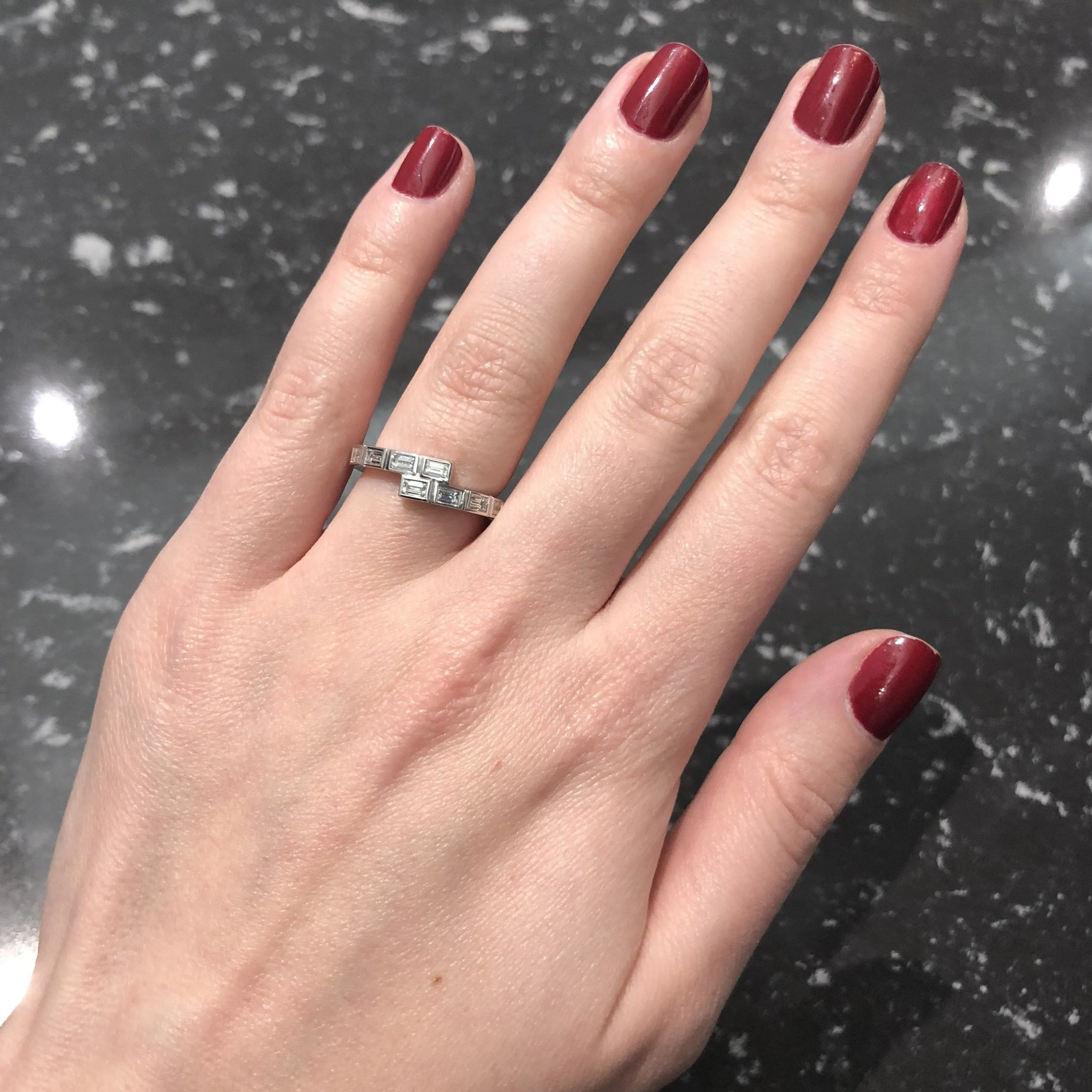 Modern Deco Diamond Baguette Ring