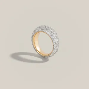 Modern Finish Victorian Set Diamond Pavé Bombé Ring