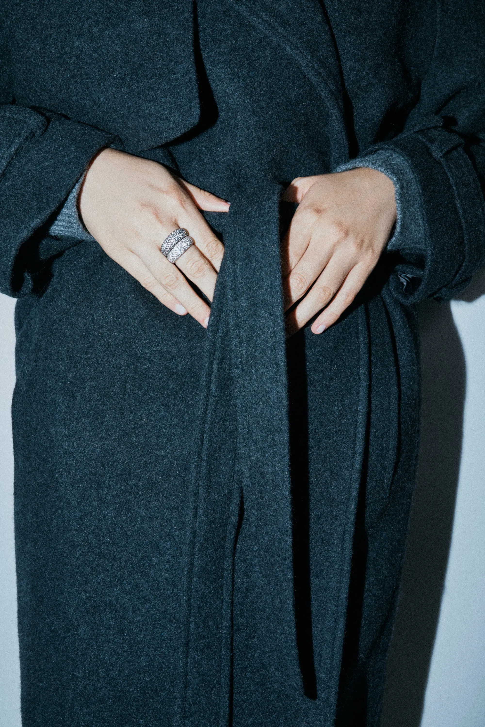Modern Finish Victorian Set Diamond Pavé Bombé Ring