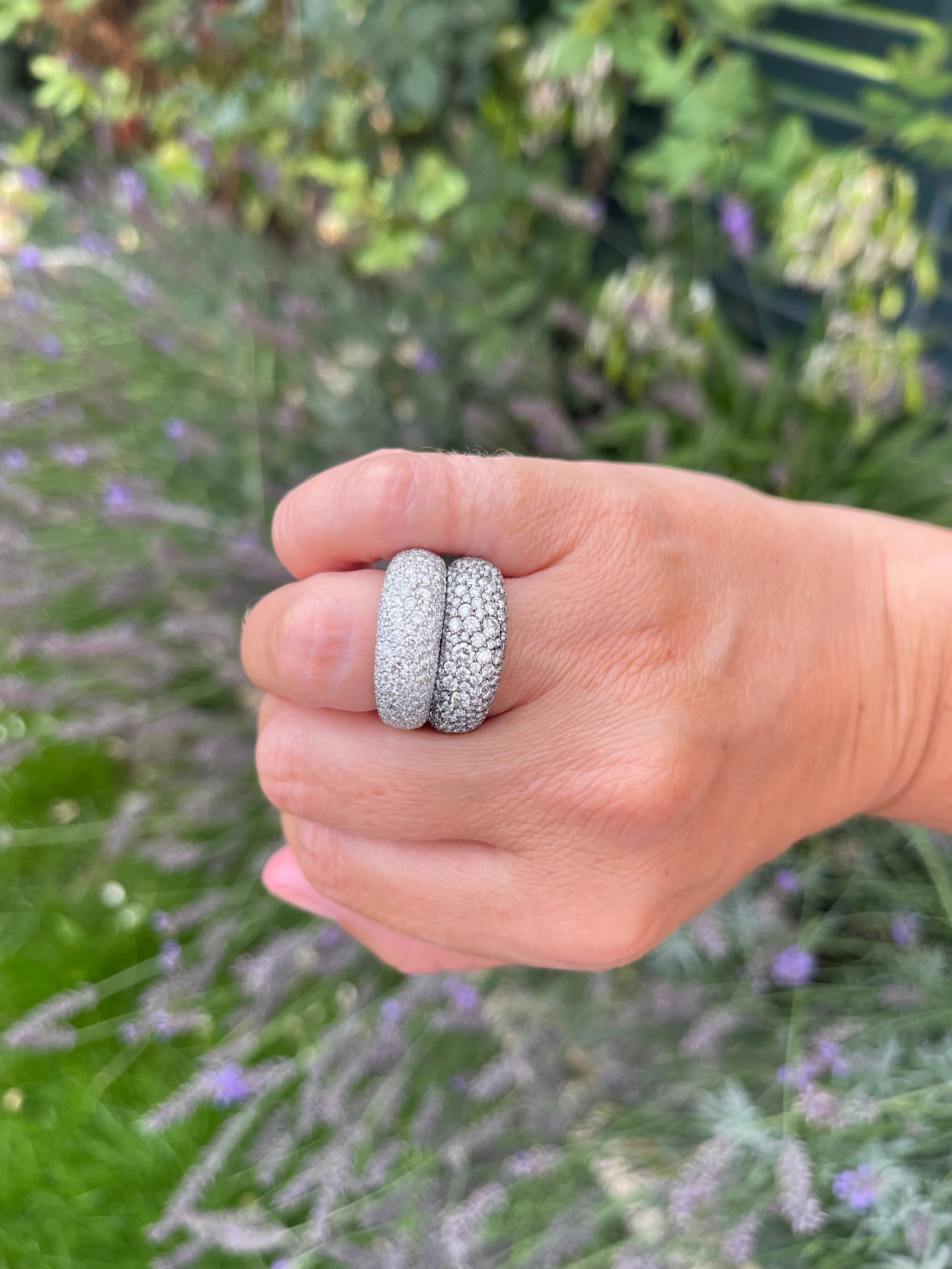Modern Finish Victorian Set Diamond Pavé Bombé Ring