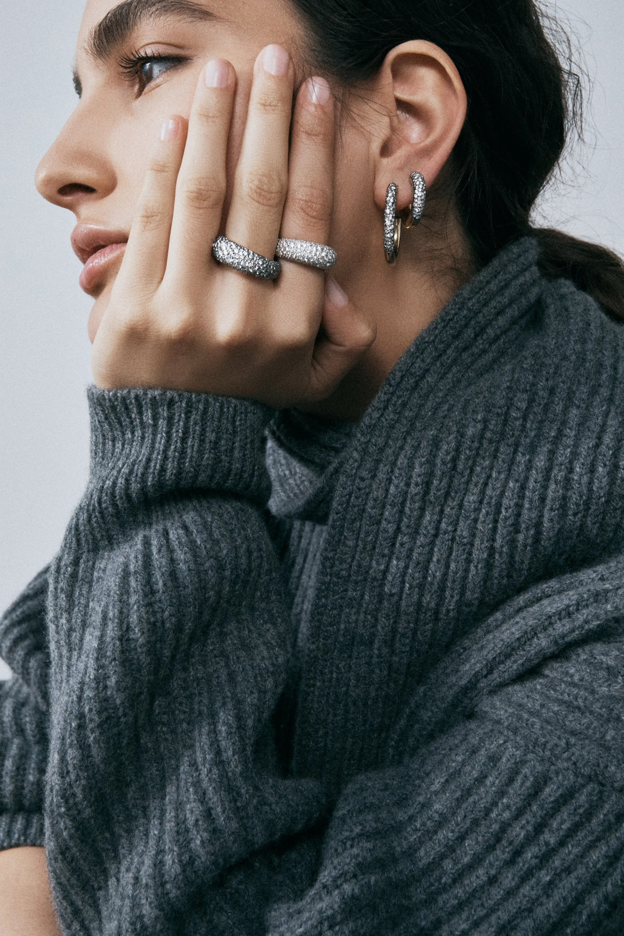 Modern Finish Victorian Set Diamond Pavé Bombé Ring