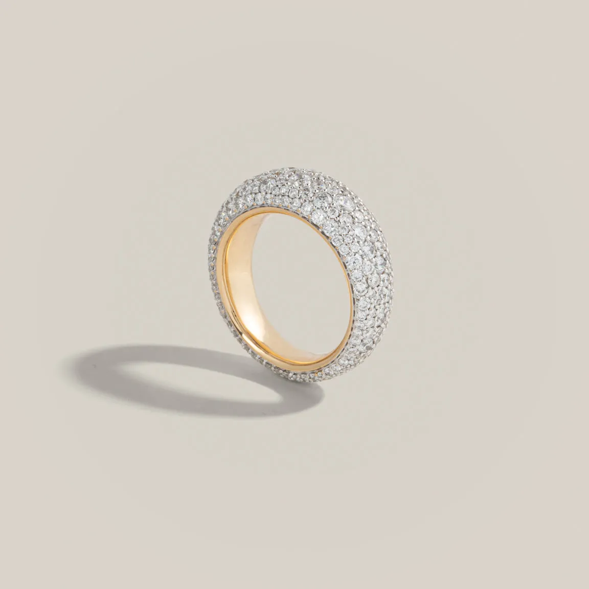 Modern Finish Victorian Set Diamond Pavé Bombé Ring