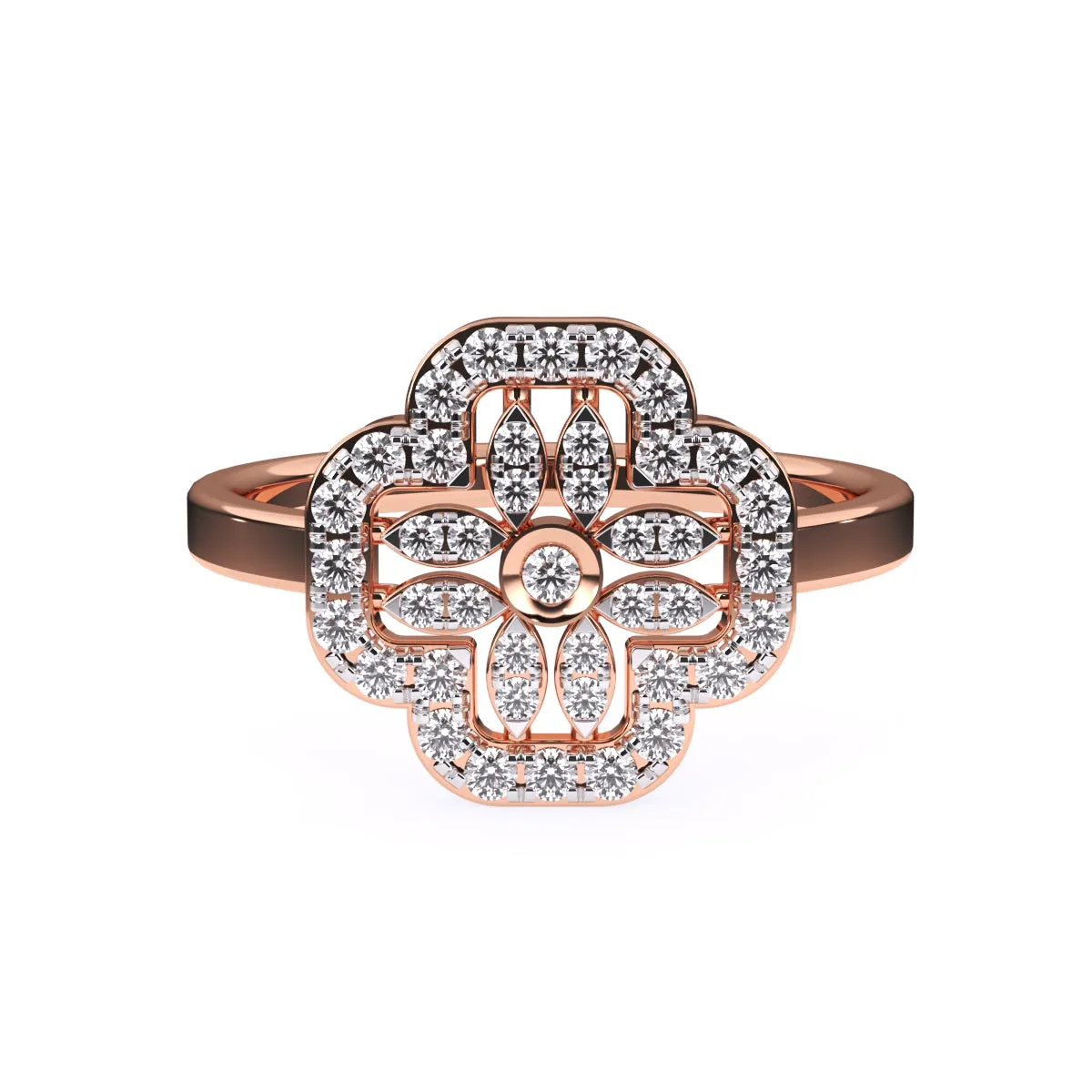 Modern Floral Lab Grown Diamond Ring in 14KT Rose Gold