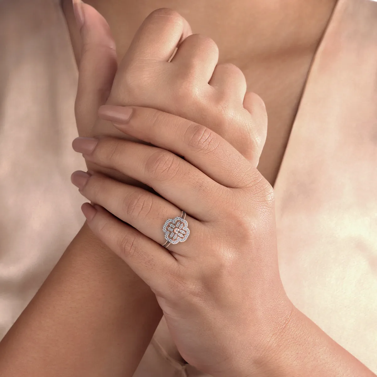 Modern Floral Lab Grown Diamond Ring in 14KT Rose Gold