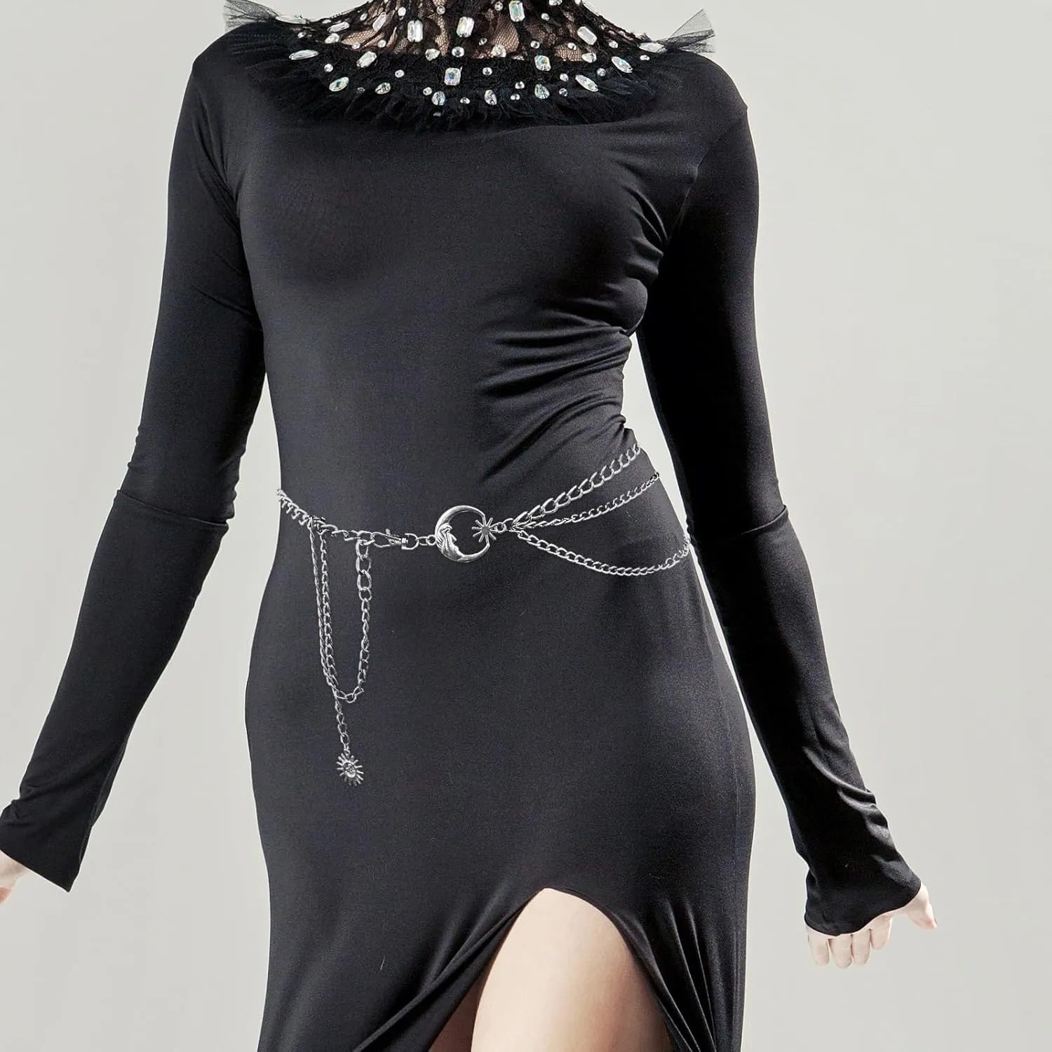 Multi Layered Body Chain Waist Pirate Chain Belt for Women Gold Belt Chain Queen Portrait Waist Chain Sun Flower Waist Chain Sun Moon Waist Chain Portrait Coin Pirate Waist Chain Belly Chain Body Jewelry for Women