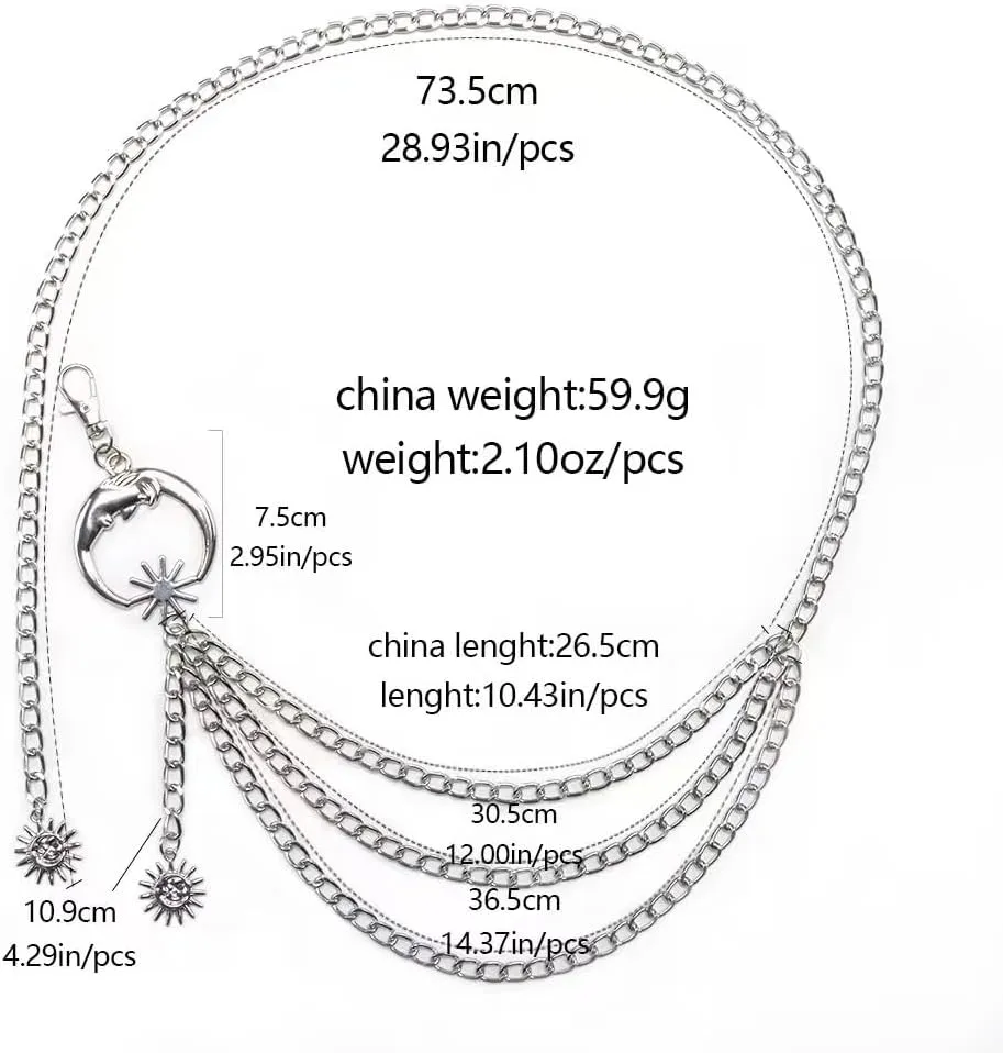 Multi Layered Body Chain Waist Pirate Chain Belt for Women Gold Belt Chain Queen Portrait Waist Chain Sun Flower Waist Chain Sun Moon Waist Chain Portrait Coin Pirate Waist Chain Belly Chain Body Jewelry for Women