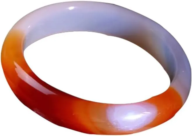 Natural Agate White Half Red Jade Bracelet Ice Half Mountain Half Water Bracelet 58-62mm Fengshui Fashion Jade Bangle For Women