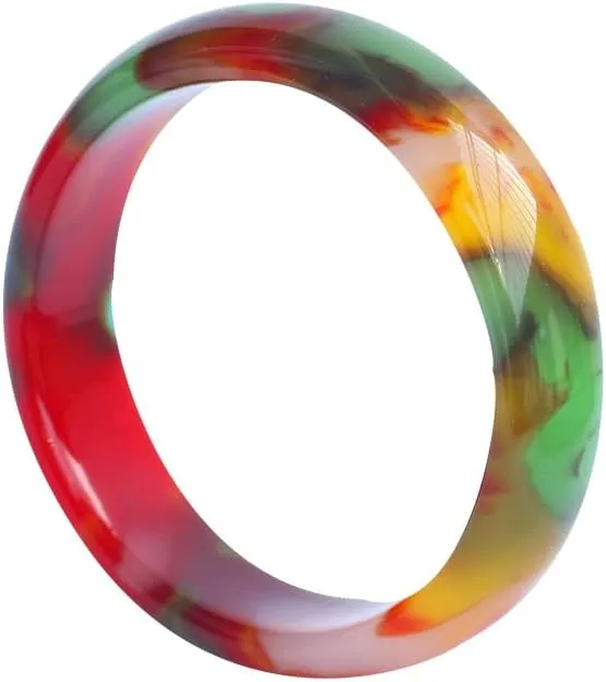 Natural Colorful Chalcedony Agate Colored Jade Bracelet 58-62MM Fengshui Fashion Jade Bangle bracelet For Women Genuine