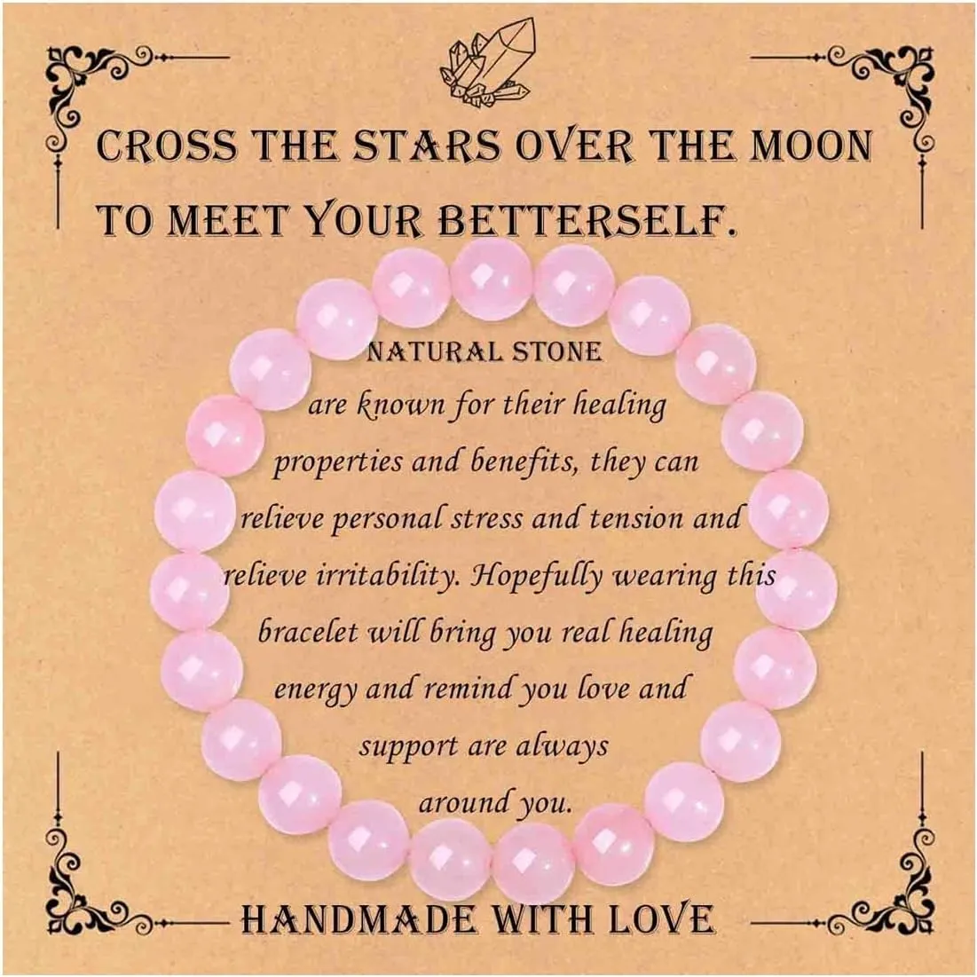 Natural Crystal Bracelets for Women Healing Crystal Bracelets Gemstone Beaded Bracelet Stress Relief Anxiety Yoga Bracelet Spiritual Crystals and Healing Stones Jewelry Gifts for Girls
