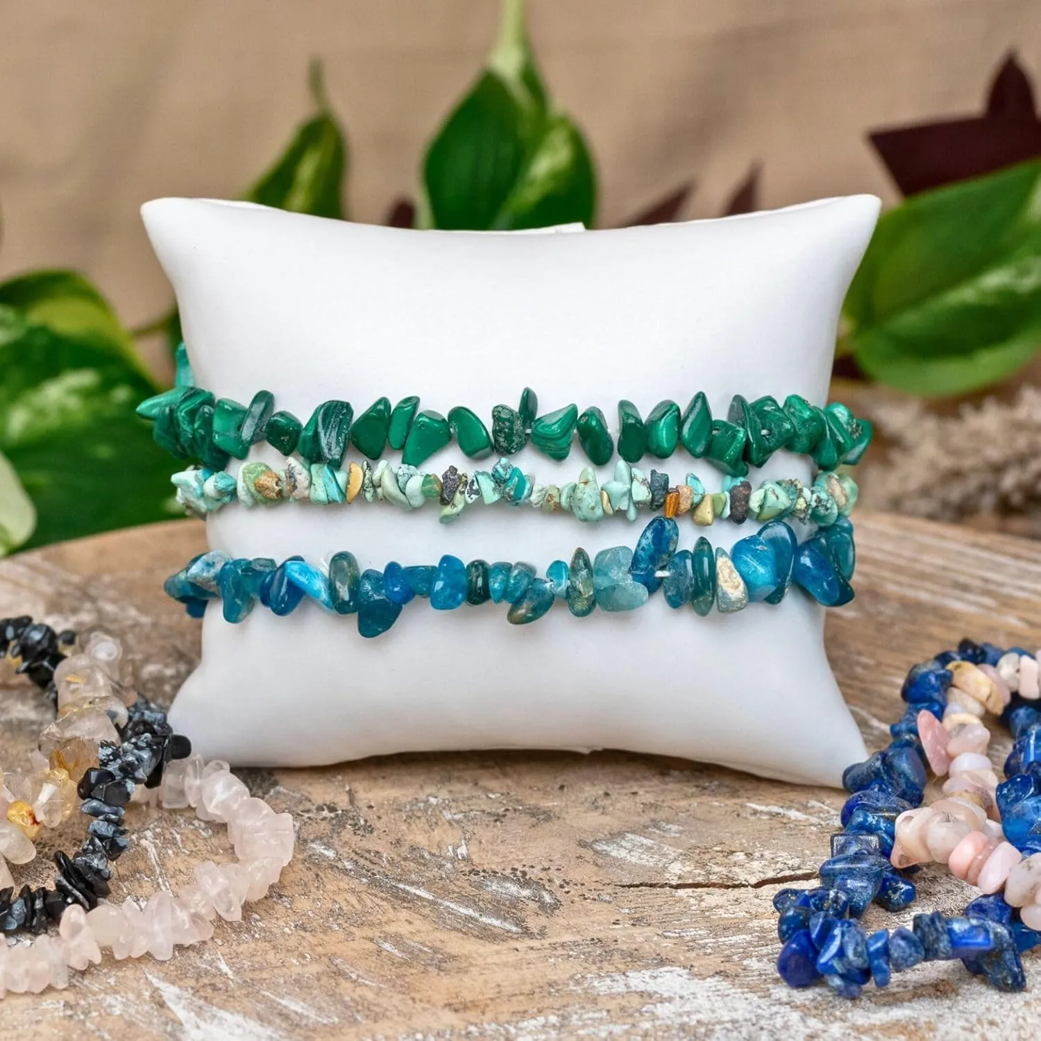 Natural Gemstone Bracelets, Chakra Crystal Healing Chip Stretch Bracelets, Gemstone Polished Irregular Crystals, Crystal Irregular Chips Beads Stretch Bracelets