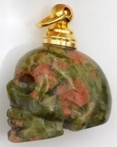 Natural Healing Crystal Perfume Ashes Keeper Skull Head Necklace