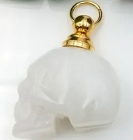 Natural Healing Crystal Perfume Ashes Keeper Skull Head Necklace
