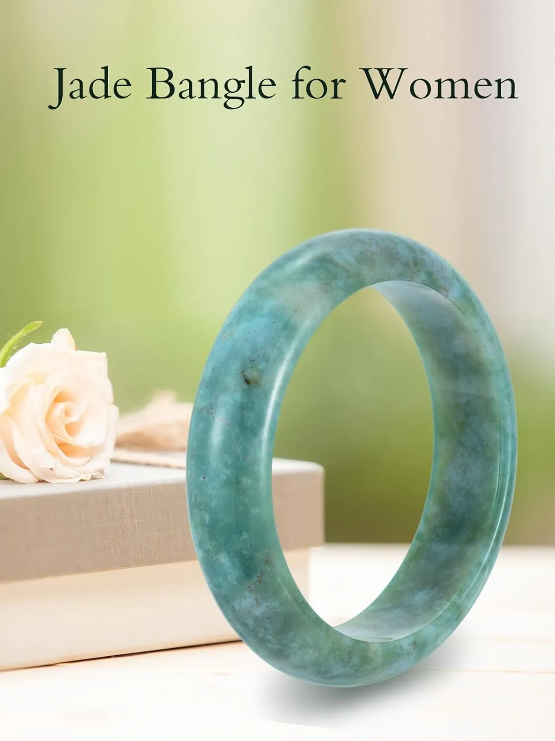 Natural Jade Bangle Feng Shui Jadeite Bangle Bracelet Good Luck Jewelry Birthday Valentine's Day Mother's Day Gifts for Women Her Mom Grandma