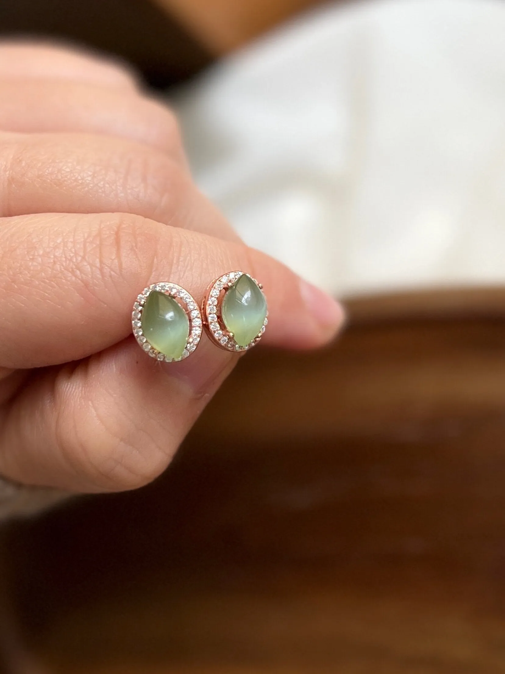 Natural Jade Earrings, Hetian Jade Earrings, S925 Sterling Silver Earrings, Cat Eye Jade Earrings, Light Green Jade Earrings, Stud Earrings