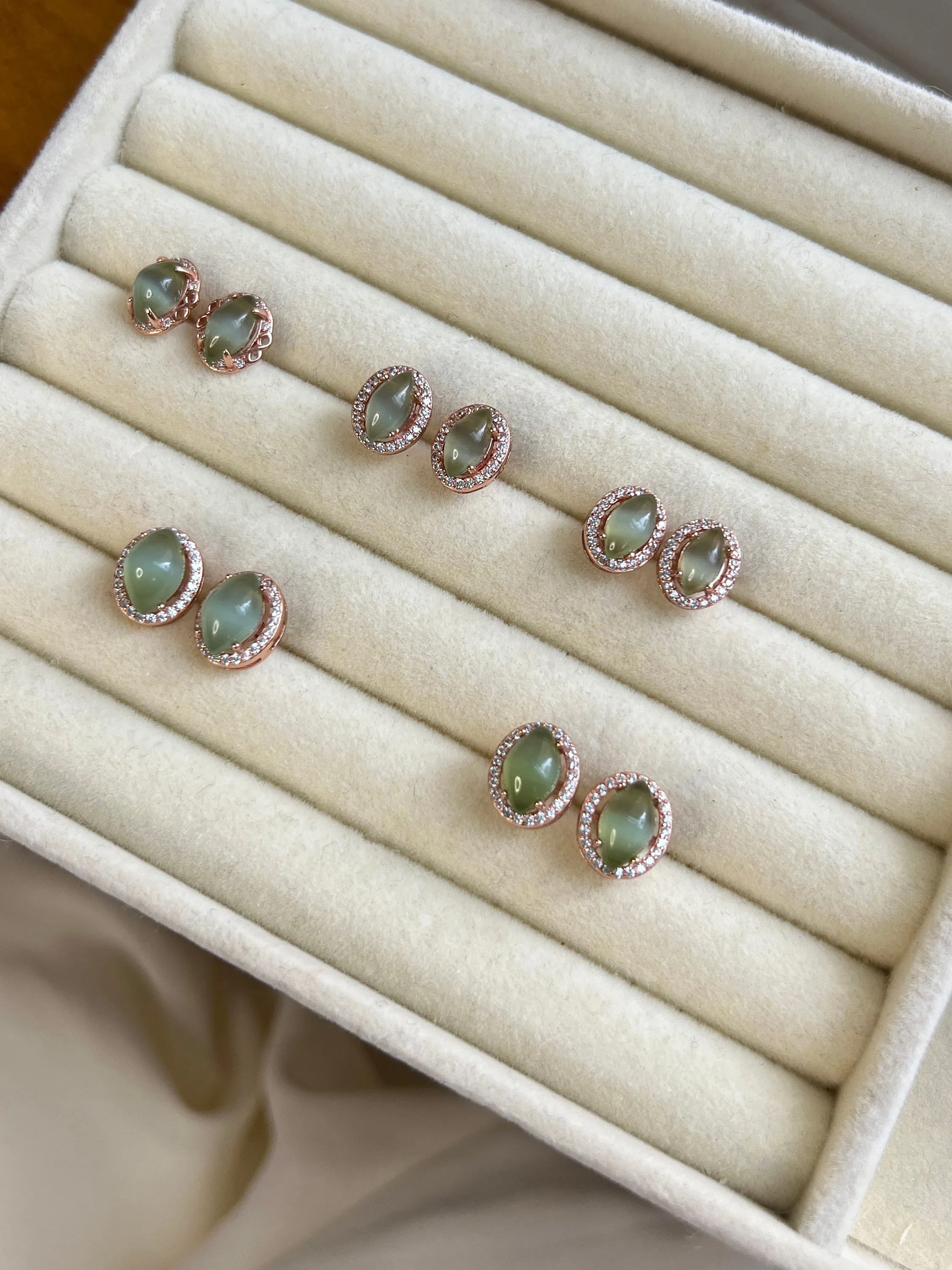 Natural Jade Earrings, Hetian Jade Earrings, S925 Sterling Silver Earrings, Cat Eye Jade Earrings, Light Green Jade Earrings, Stud Earrings