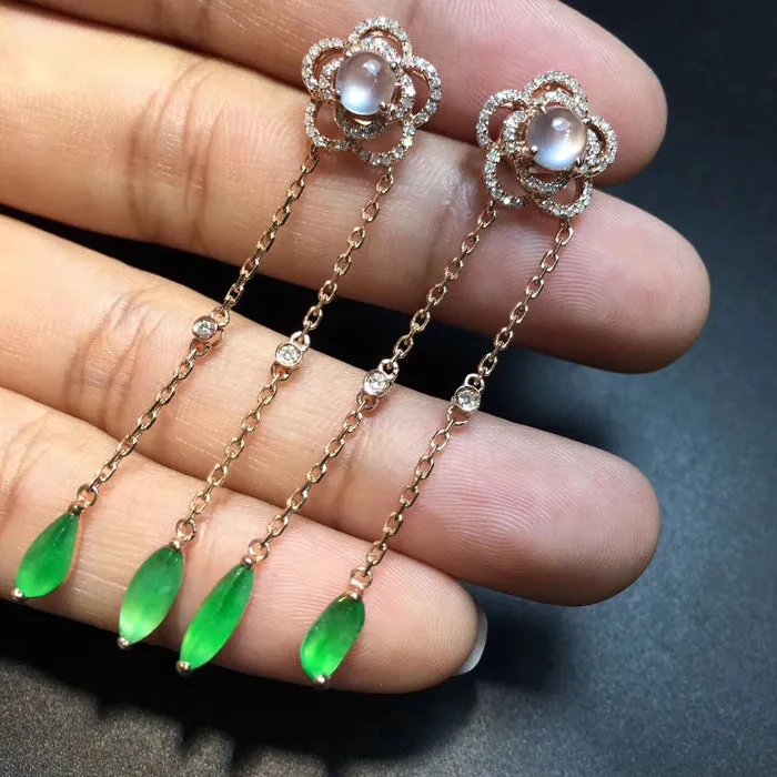 Natural Jade Earrings Jadeite Earrings NEG39