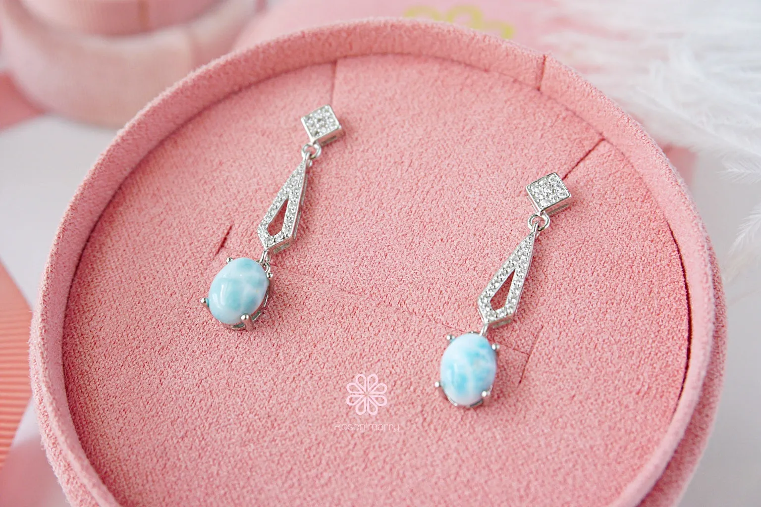 Natural Lalimar Stud Earrings Sterling Silver925.
