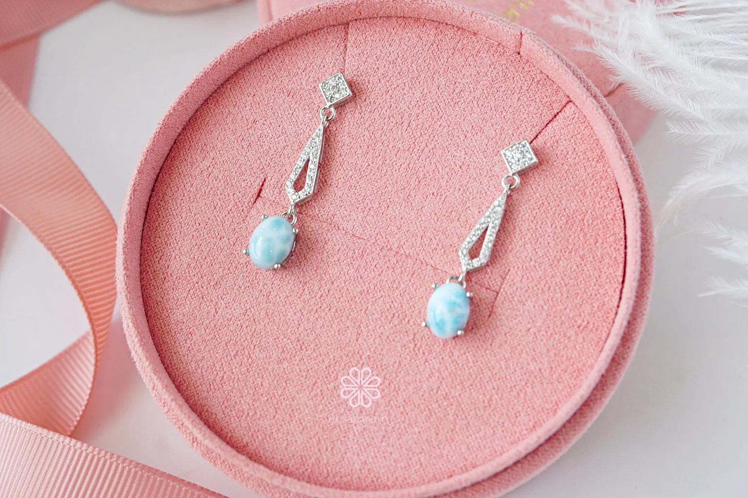 Natural Lalimar Stud Earrings Sterling Silver925.