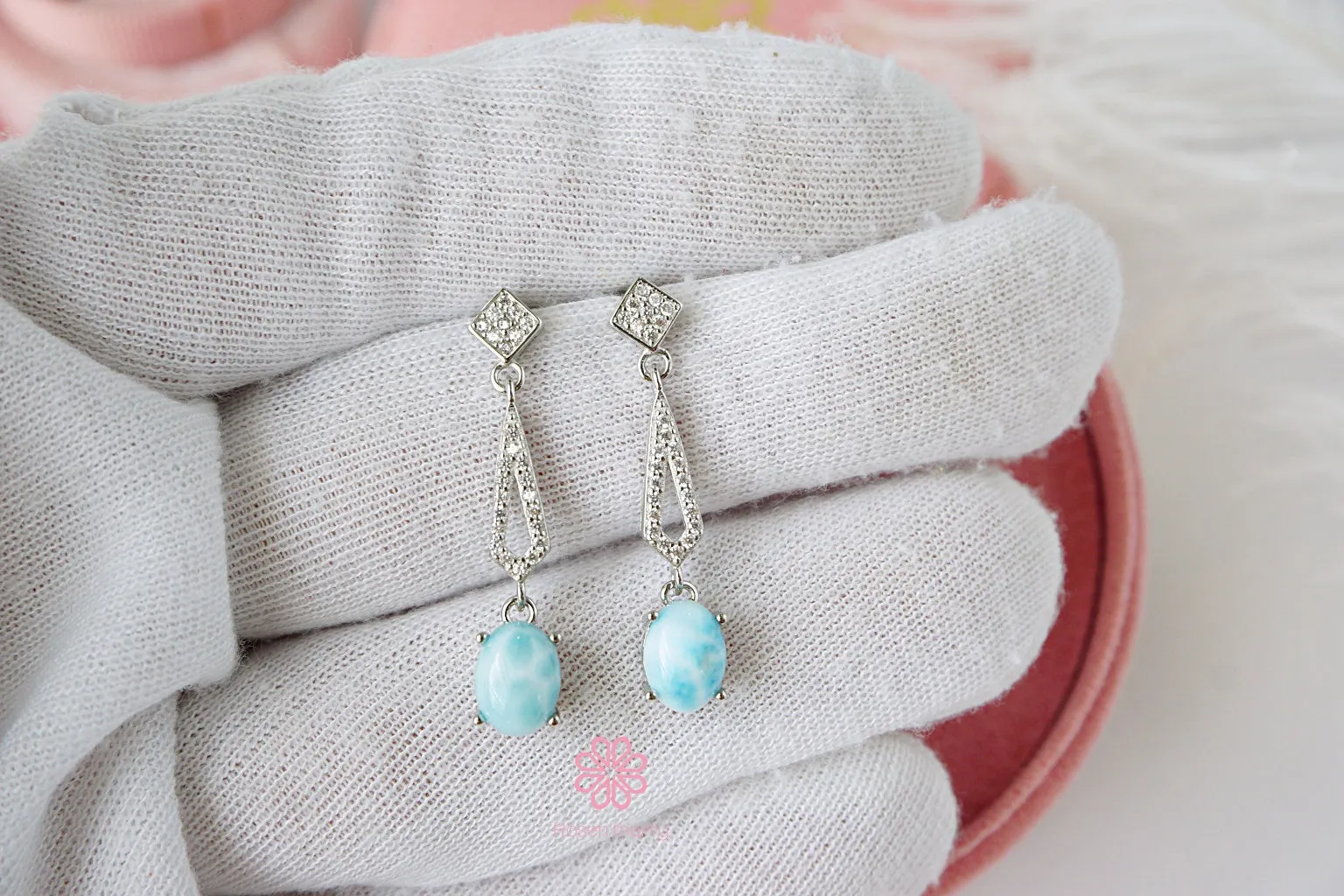 Natural Lalimar Stud Earrings Sterling Silver925.