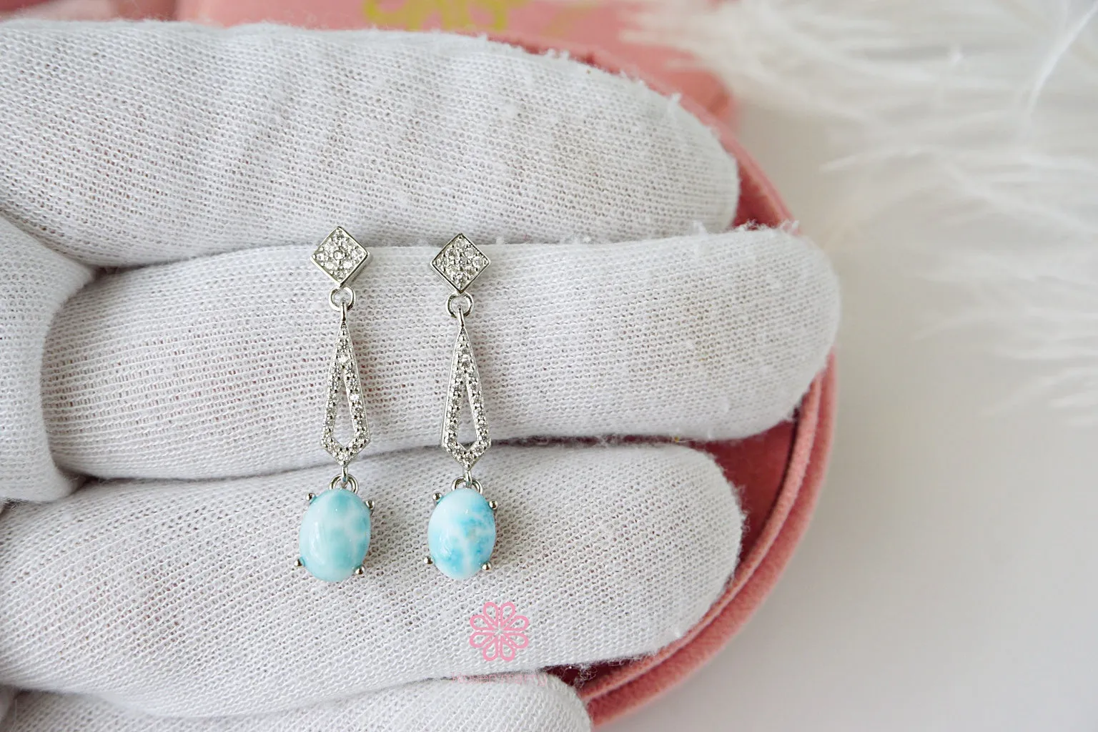 Natural Lalimar Stud Earrings Sterling Silver925.