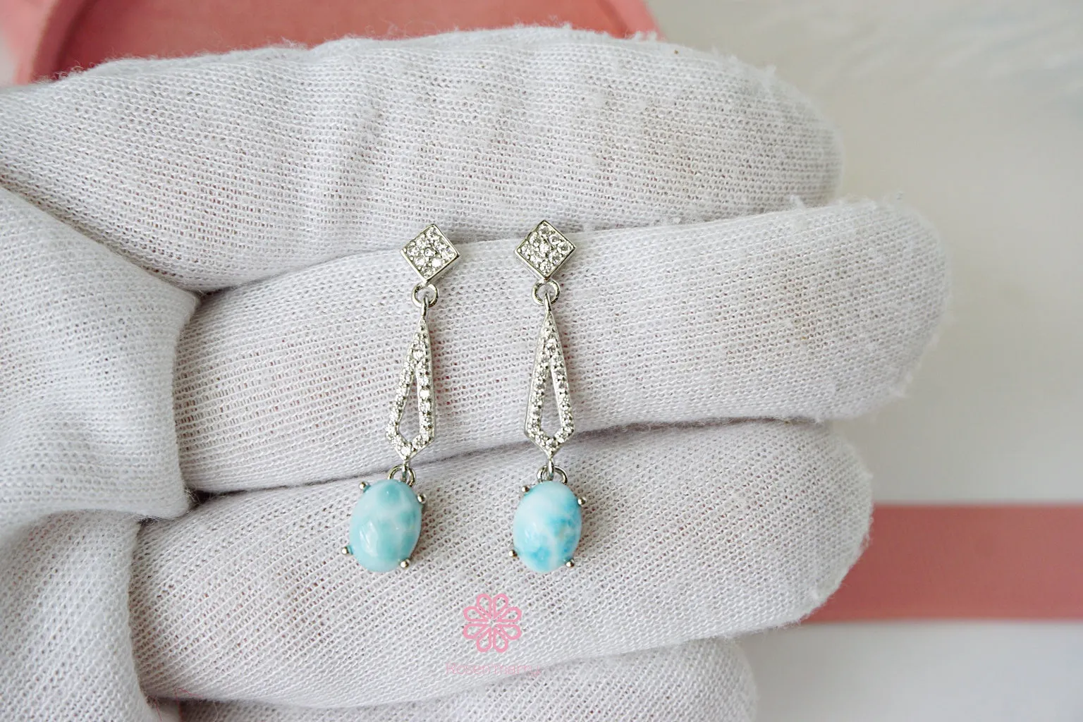 Natural Lalimar Stud Earrings Sterling Silver925.