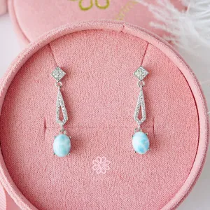 Natural Lalimar Stud Earrings Sterling Silver925.
