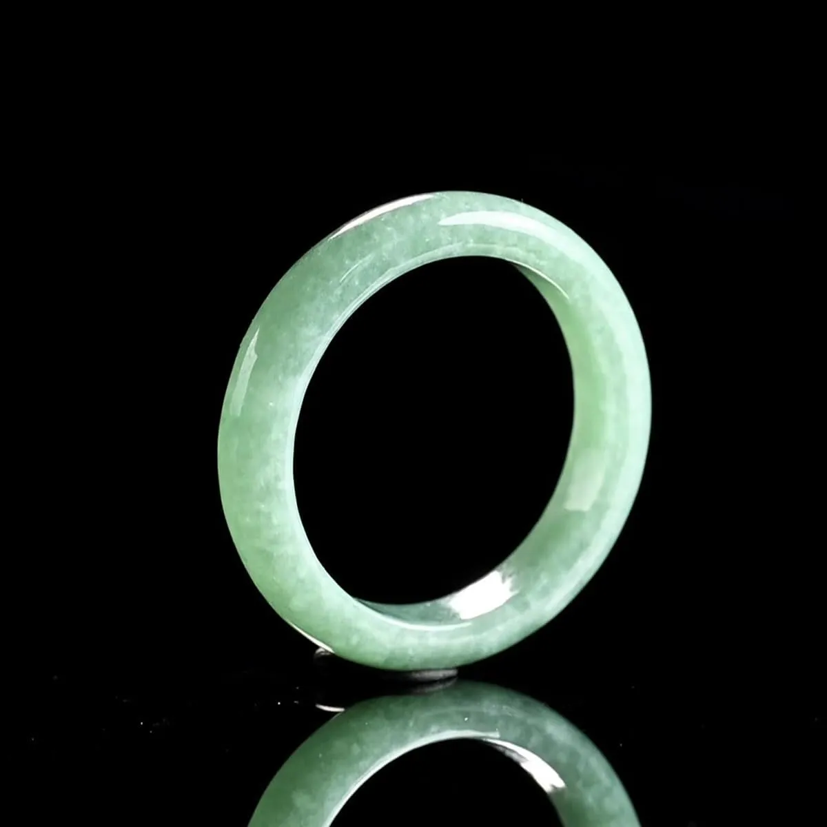Natural Pea-Green Jadeite Ring Green Good Luck Fengshui Jewelry Jade Ring for Women Men Unisex with Gift Box