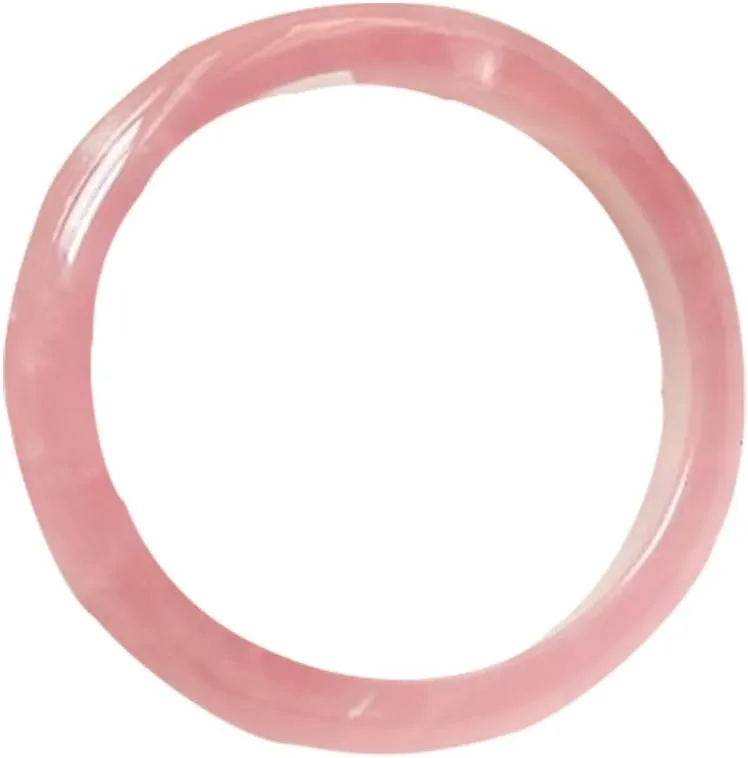 Natural Pink Crystal Bracelet Good Luck Lotus Stone Plain Ring Peach Blossom Luck Bracelet 58-62mm Fengshui Fashion Jade Bangle For Women