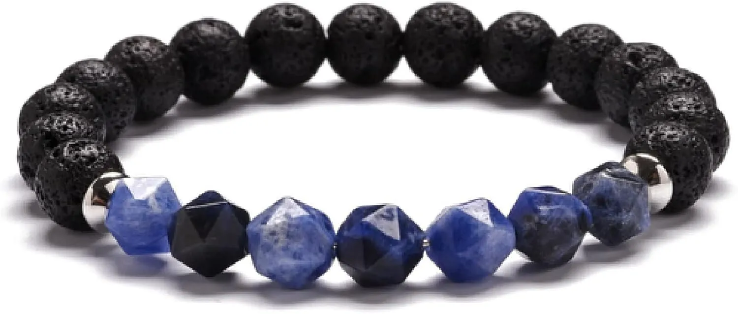 Natural Stone Beaded Bracelets Women Men Stainless Steel Amethysts Agates Tiger Eye Quartz Crystal Stone Bracelets,Goldstone