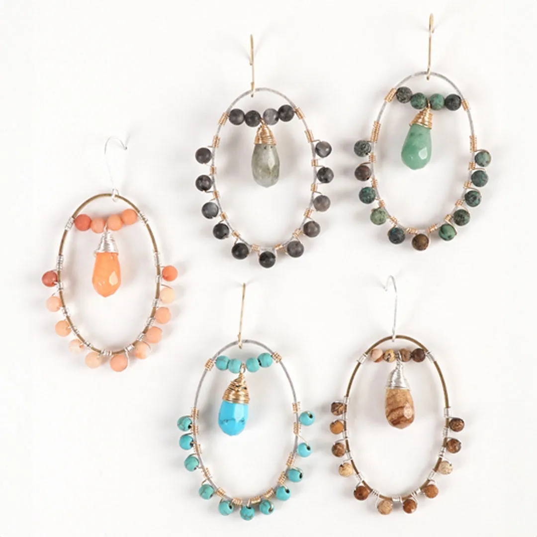 Natural Stone Drop Earrings