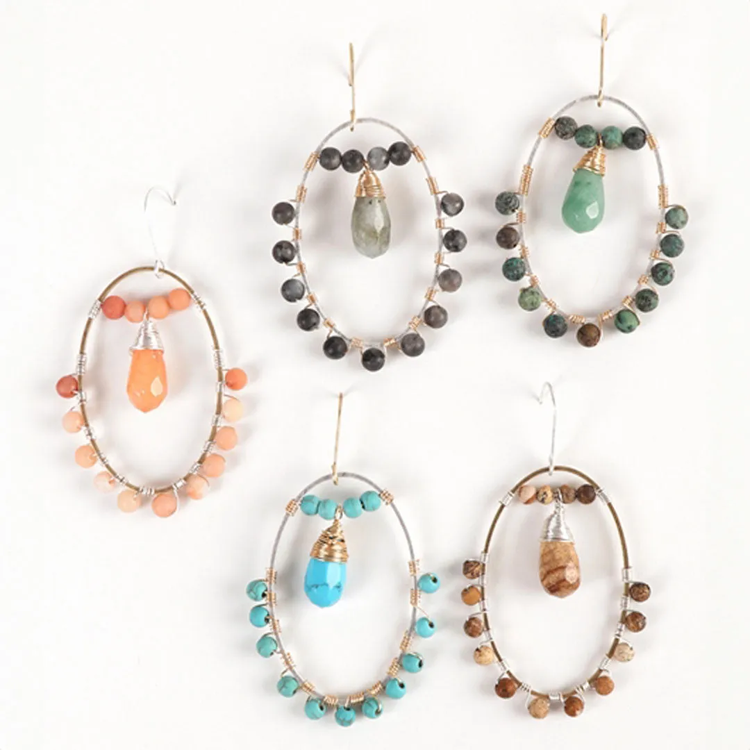 Natural Stone Drop Earrings