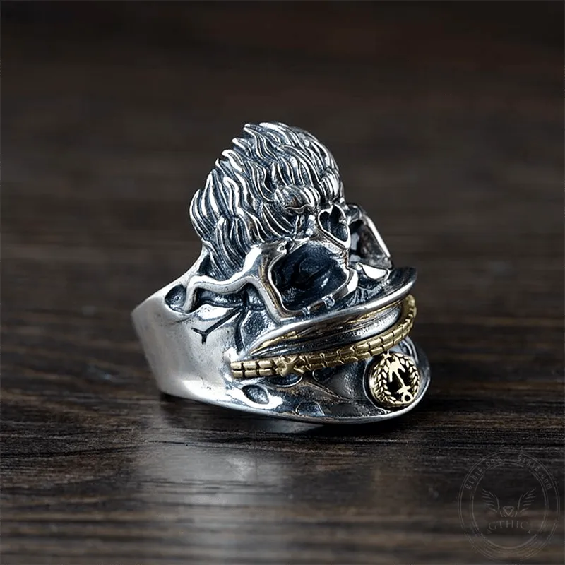 Navy Captain Sterling Silver Skull Ring