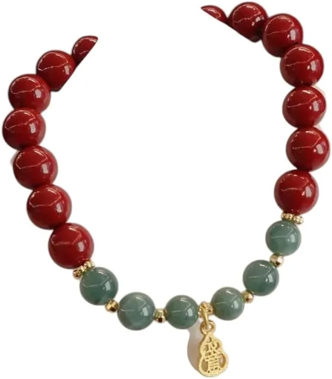New 2026 Fortune Red Vermilion Bracelet Elastic Good Luck Beads Bracelets Amulet Jade Gourd New Chinese Style Bracelet Friendship Jewelry Fashion Accessories Creative Gift