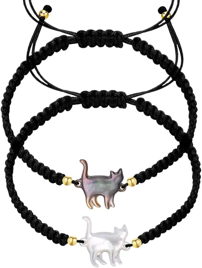 New 2026 Shell Cat Bracelets For Men Women, Handmade Nylon Rope Woven Adjustable Couple Jewelry Valentine's Day Gift Fashion Trendy Accessories Creative