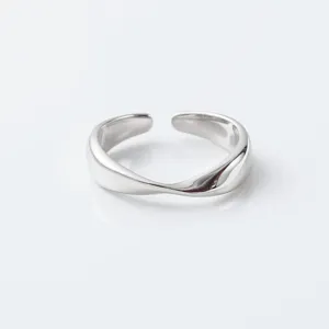 New Fashion Simple Irregular Twisted Smooth Opening Rings For Women 925 Sterling Silver Geometric Wave Finger Ring SAR171