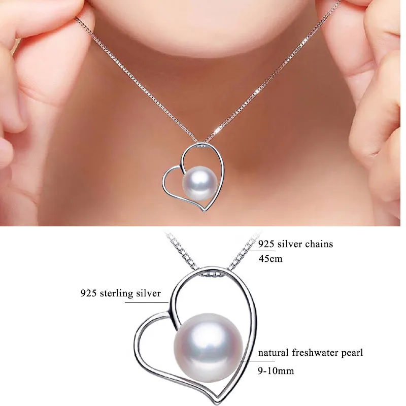 New Pearl Necklace Pearl Jewelry Natural Pearl Love Heart Pendants