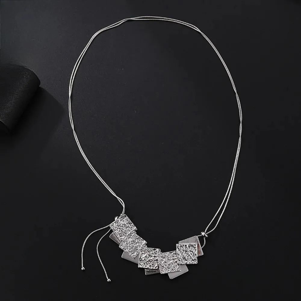 New Trendy Silver Color Square Necklace for Women