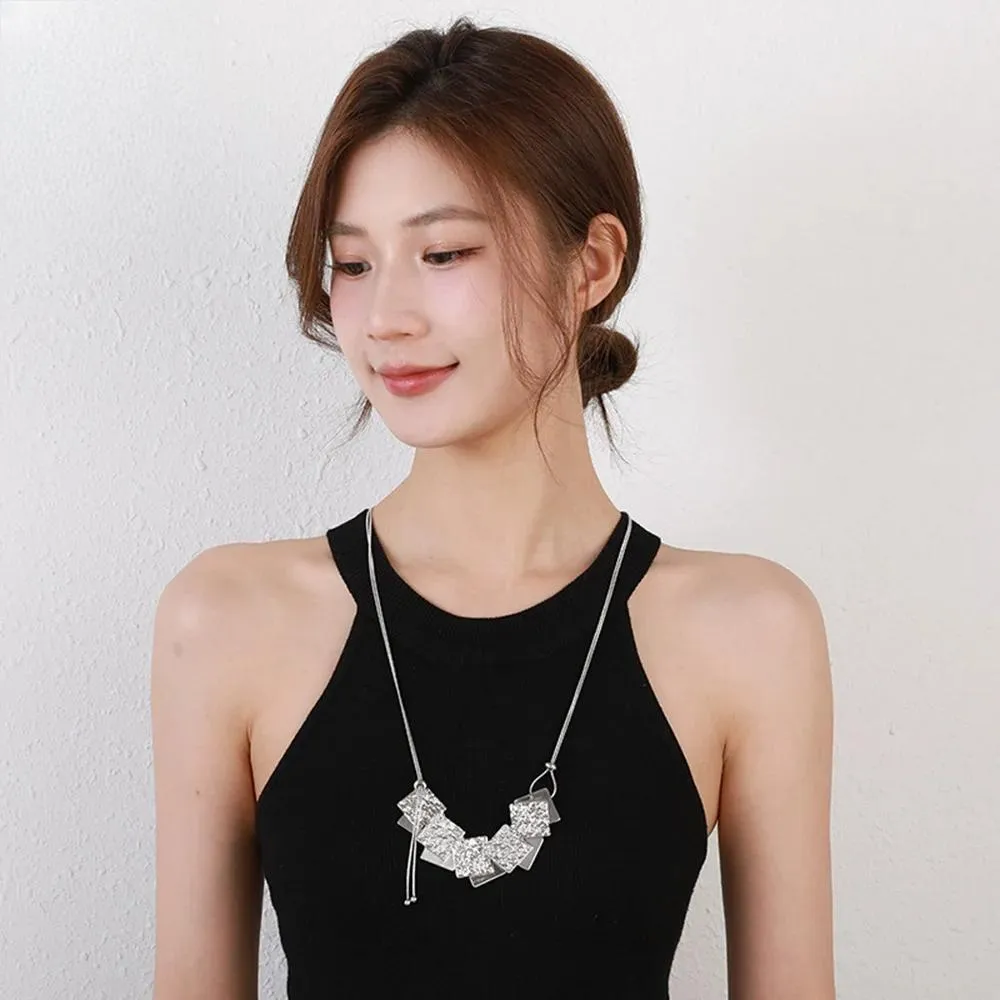 New Trendy Silver Color Square Necklace for Women