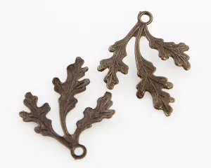 Oak Frond Charm - Natural Brass