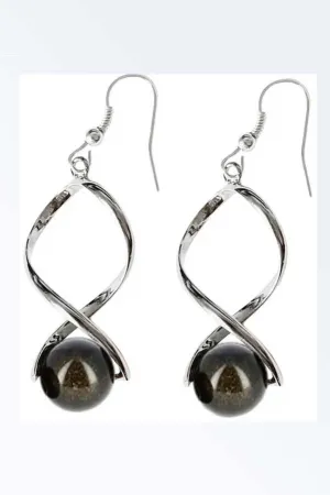Obsidian Bead Earrings