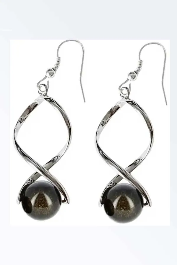 Obsidian Bead Earrings
