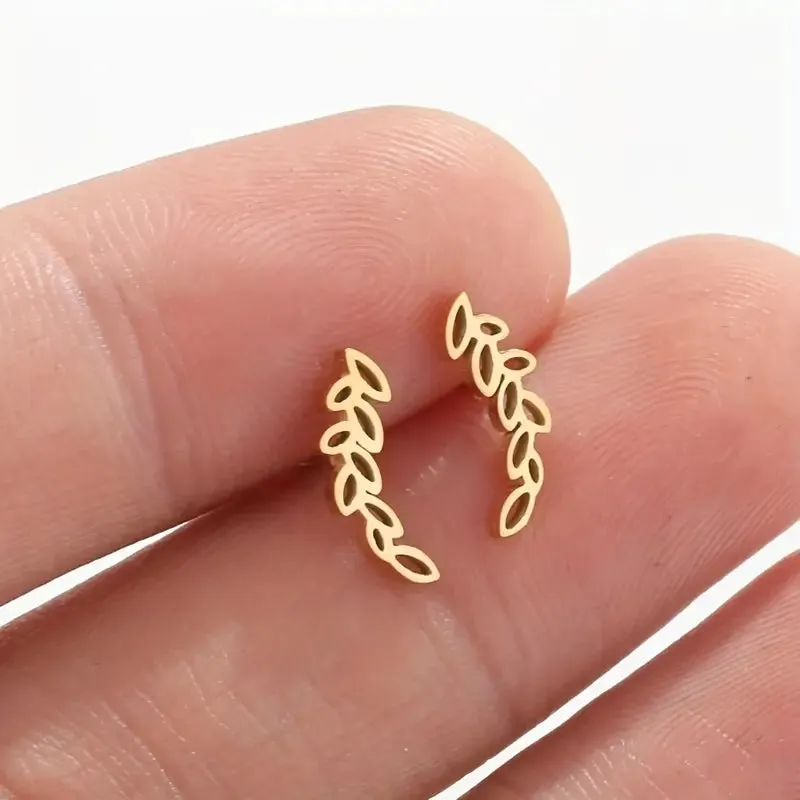 Olive Leaf Stud Earrings