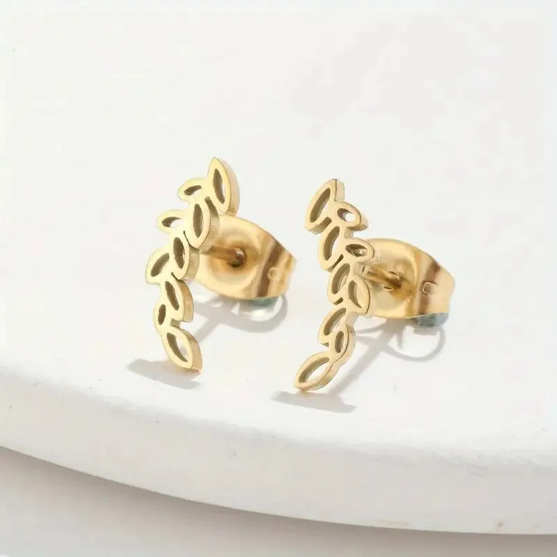 Olive Leaf Stud Earrings