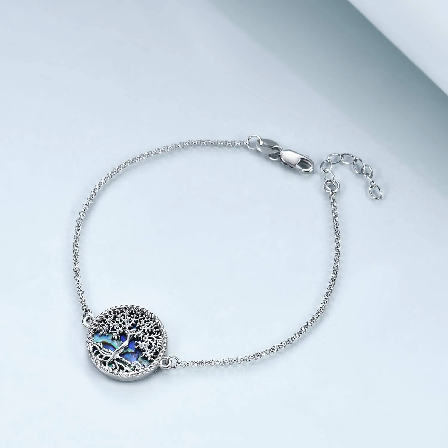 ONEFINITY Tree of Life Bracelet Sterling Silver Abalone Shell/Blue Opal/Turquoise/Malachite Tree of Life Jewelry Gifts for Women