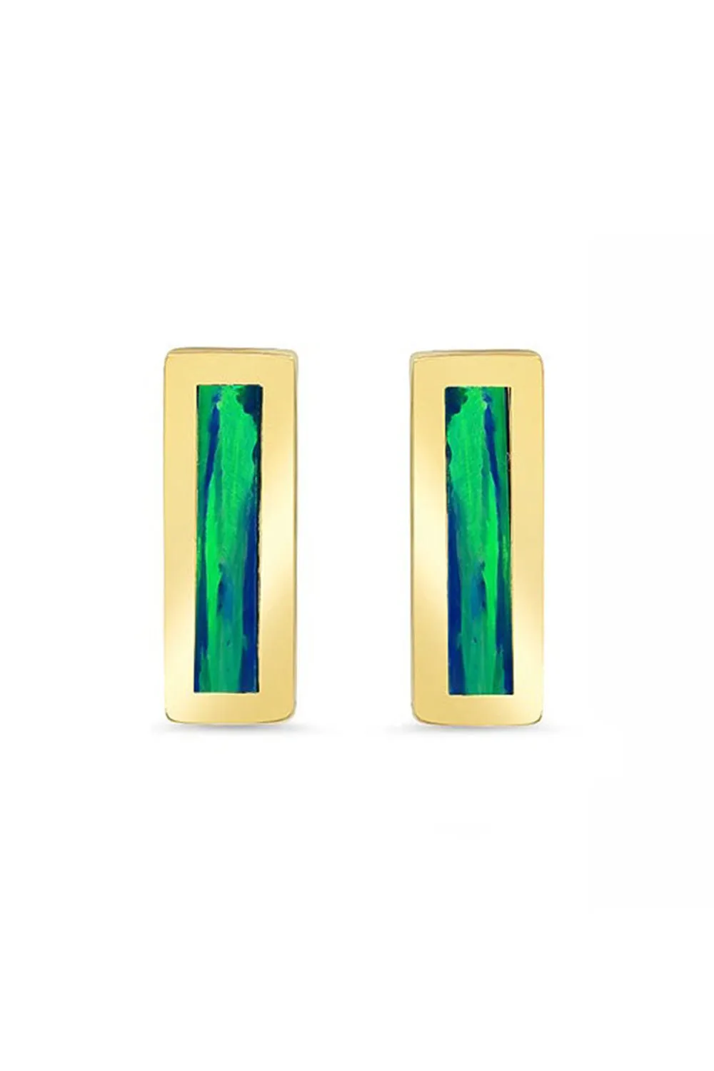 Opal Inlay Bar Stud Earrings