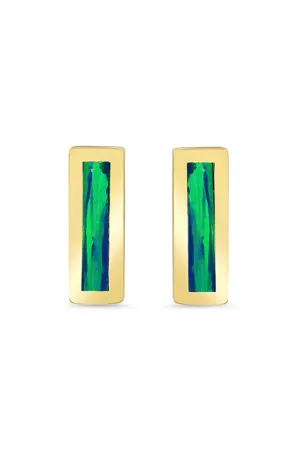 Opal Inlay Bar Stud Earrings