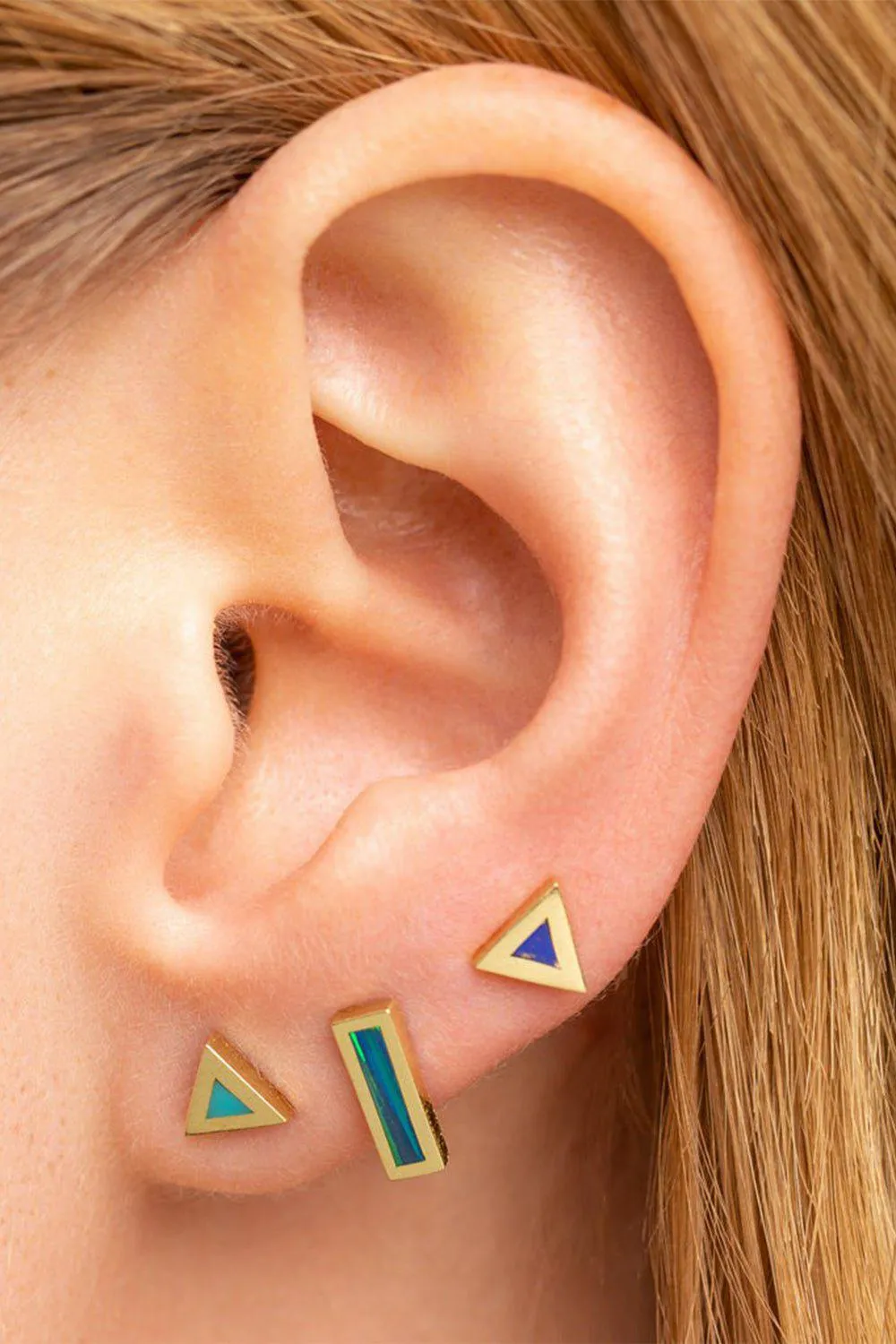 Opal Inlay Bar Stud Earrings