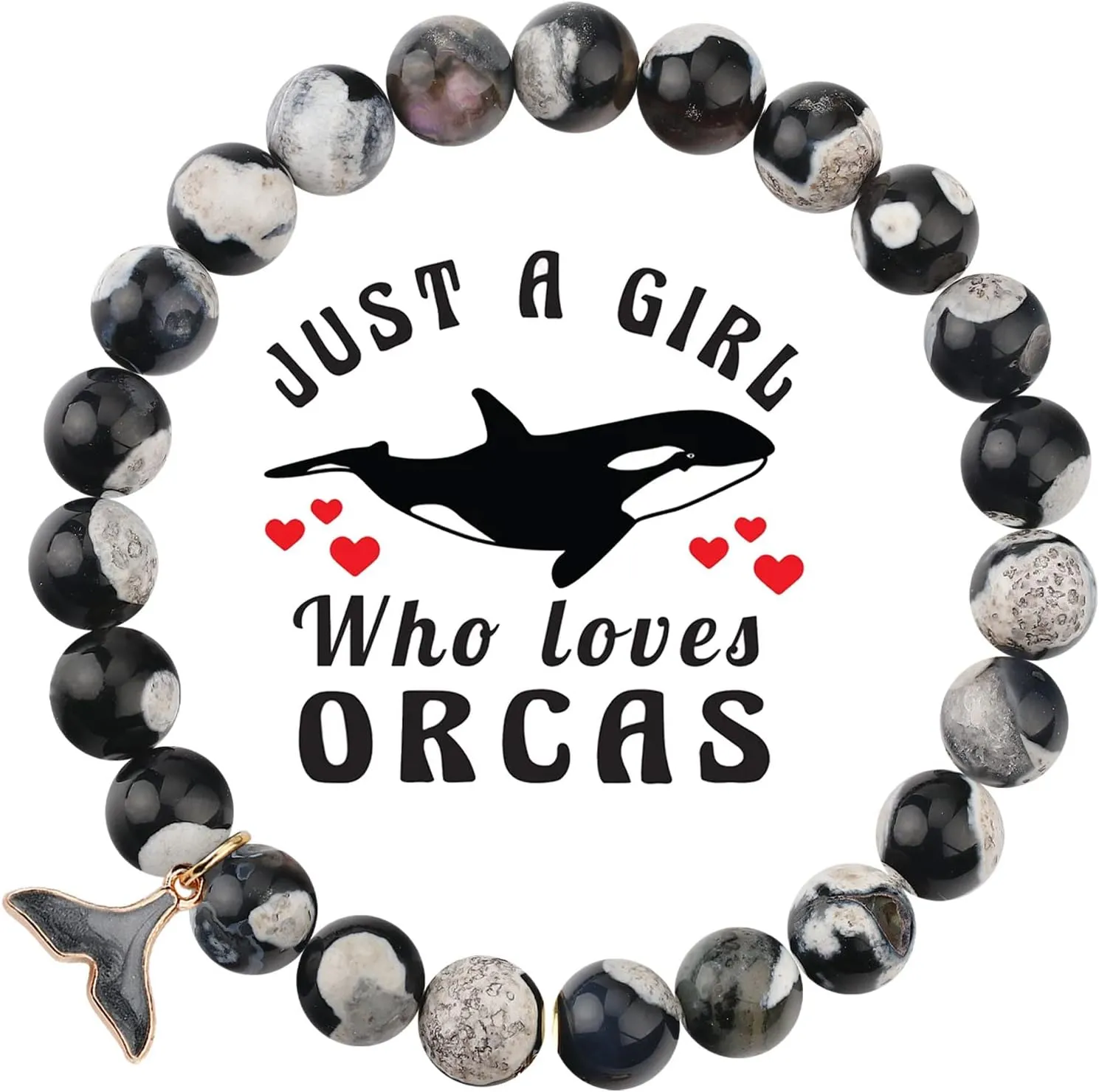 Orca Agate Crystal Bracelets Bead Bracelets for Women, 8mm Natural Stretch Chakra Bracelet Ocean Bracelet Jewellery Gift Bring Luck Prosperity Happiness.