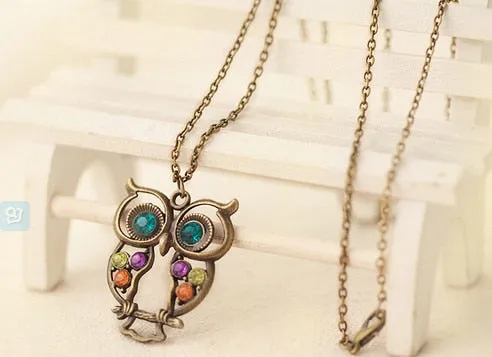 Owl Design Rhinestones Crystal Pendant