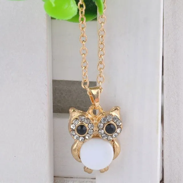 Owl Design Rhinestones Crystal Pendant